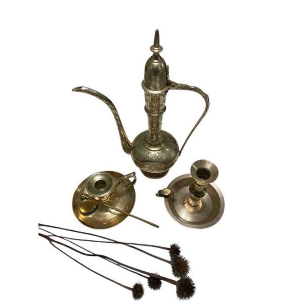 Vintage Etched Brass Aftaba function Teapot India brass Decorative Pitcher vase - Picture 7 of 16